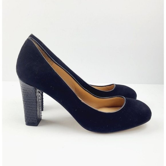 Talbot Suede Round Toe Snake Skin Heels - Size 8 - Picture 3 of 7